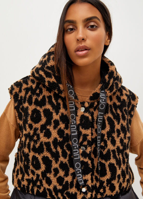 Abrigos Liu Jo Acolchado Gilet With Animal Print Mujer Marrones | MXN-216834