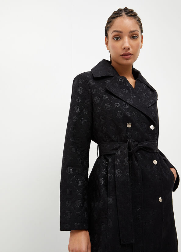 Abrigos Liu Jo Double-Breasted Trench Mujer Negras | VIF-625974