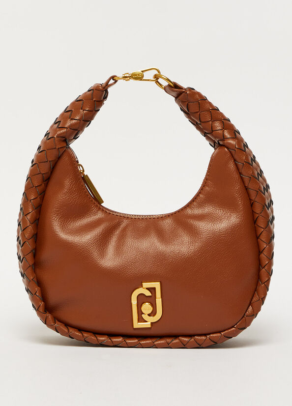 Bolsa De Hombro Liu Jo Braided Shoulder With Logo Mujer Marrones | CZV-247608