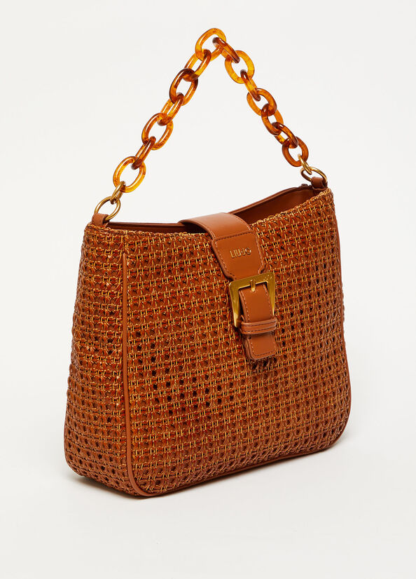 Bolsa De Hombro Liu Jo Braided Shoulder Mujer Marrones | KFE-543961