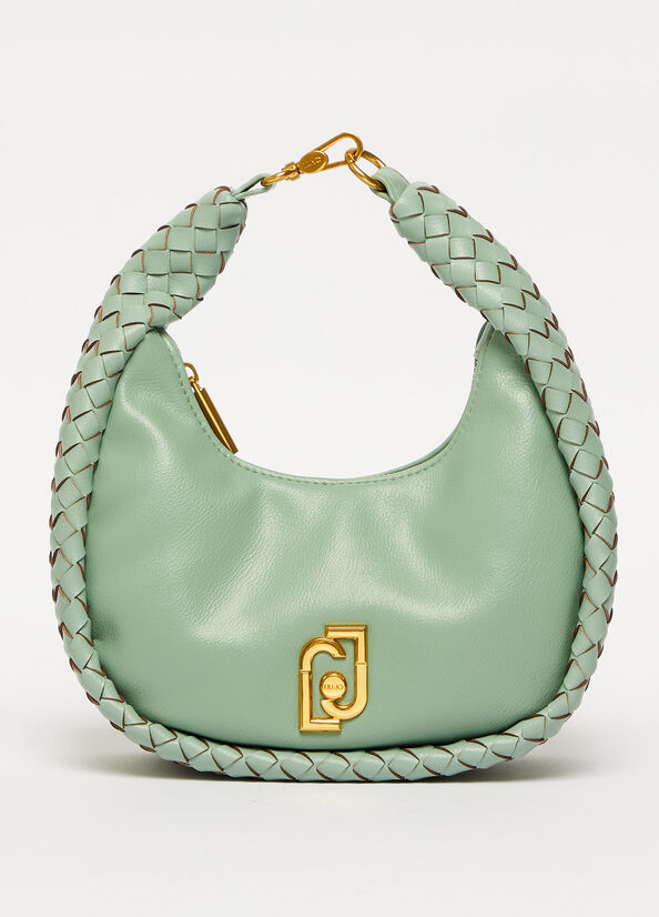 Bolsa De Hombro Liu Jo Braided Shoulder With Logo Mujer Verde Menta | WIG-290318