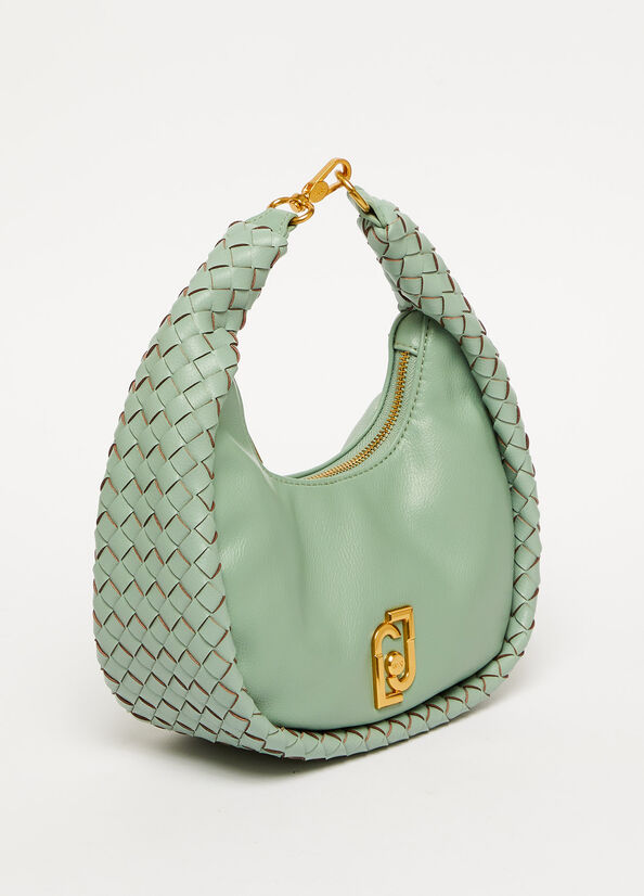 Bolsa De Hombro Liu Jo Braided Shoulder With Logo Mujer Verde Menta | WIG-290318