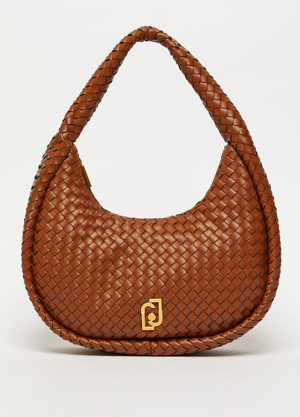 Bolsa De Hombro Liu Jo Braided With Logo Mujer Marrones | BRM-894720