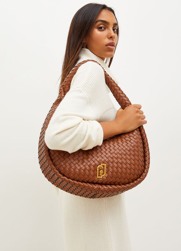 Bolsa De Hombro Liu Jo Braided With Logo Mujer Marrones | BRM-894720