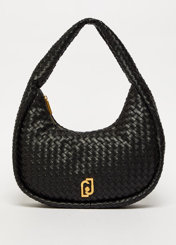 Bolsa De Hombro Liu Jo Braided With Logo Mujer Negras | ULA-702358