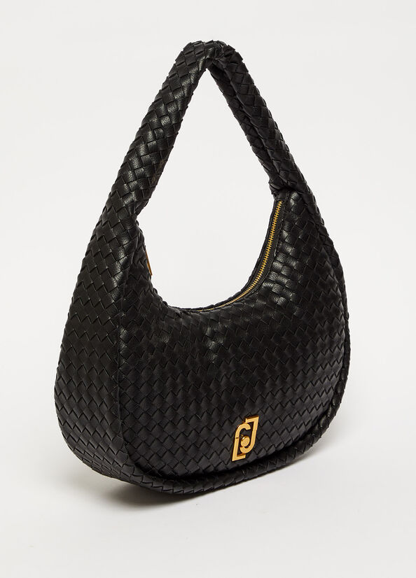 Bolsa De Hombro Liu Jo Braided With Logo Mujer Negras | ULA-702358