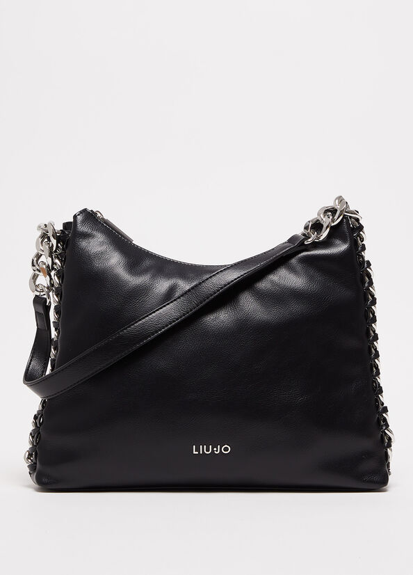 Bolsa De Hombro Liu Jo Shoulder With Logo Mujer Negras | IMF-683751