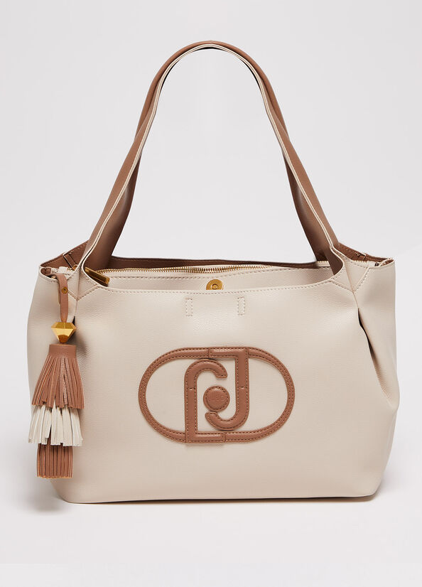 Bolsa De Hombro Liu Jo With Logo Mujer Beige | FEG-830741