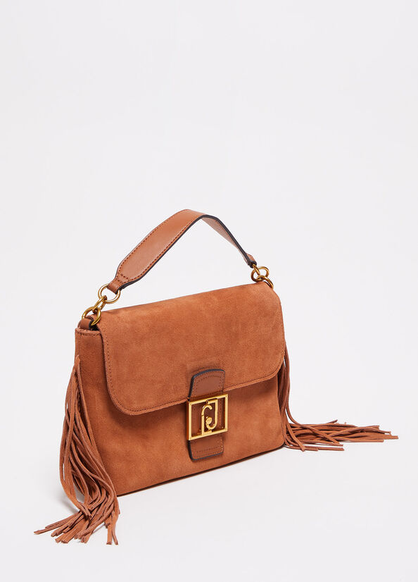 Bolsas De Mano Liu Jo Gamuza With Fringes Mujer Marrones | GAU-039614