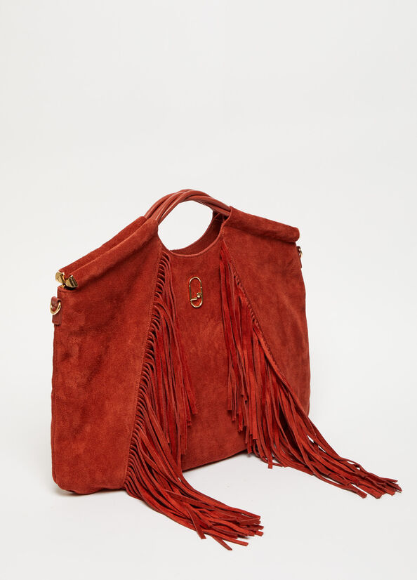 Bolsas De Mano Liu Jo LeatherWith Fringes Mujer Rojas | PNJ-691075