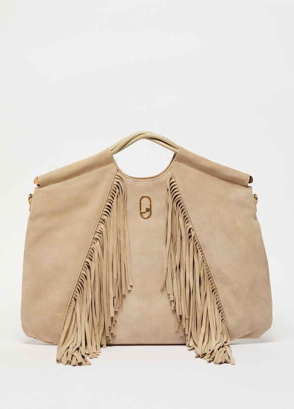 Bolsas De Mano Liu Jo LeatherWith Fringes Mujer Gris | RMD-976032