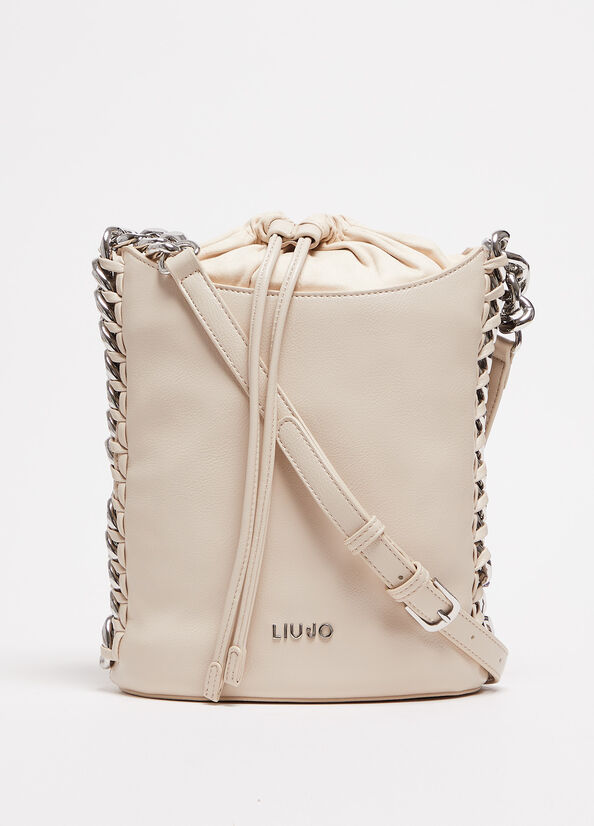 Bolsas De Mano Liu Jo With Logo Mujer Beige | TUK-743105