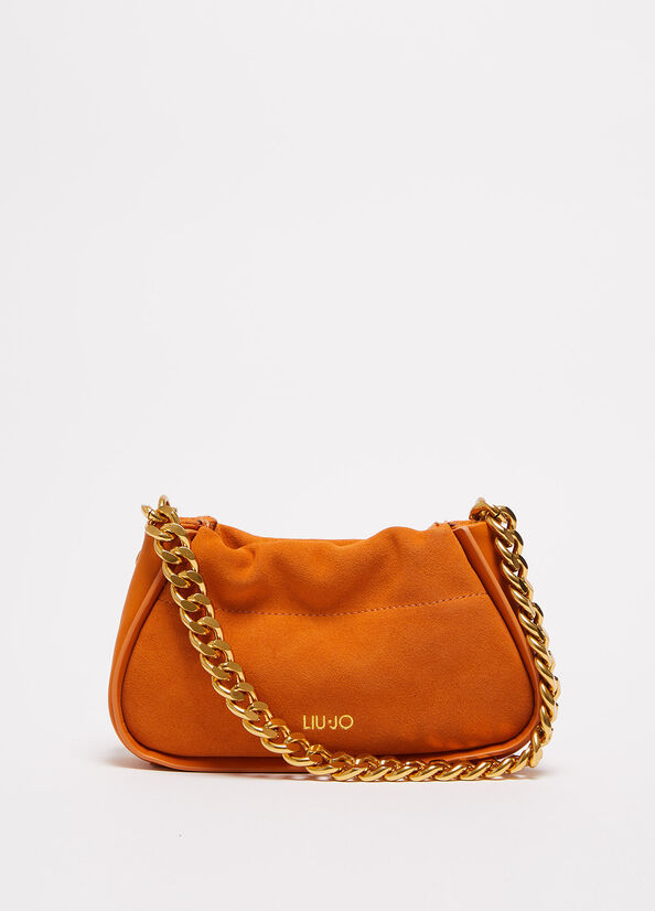 Bolso Clutch Liu Jo Gamuza With Logo Mujer Naranjas | OBP-345689