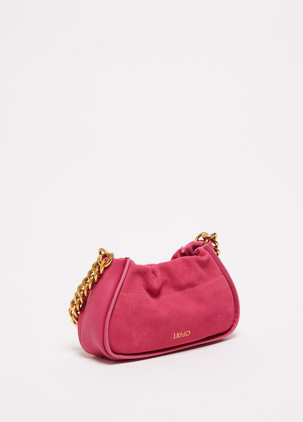 Bolso Clutch Liu Jo Gamuza With Logo Mujer Fucsia | ZCQ-528614