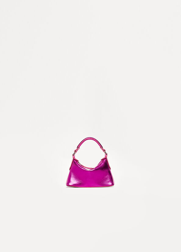 Bolsos Cruzados Liu Jo Laminated Cuero Micro Hobo Mujer Fucsia | PEI-645809