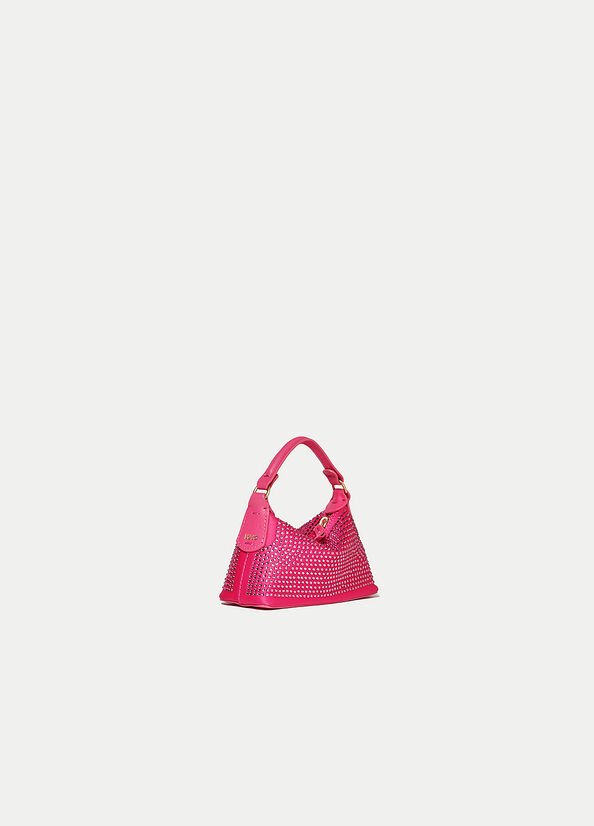 Bolsos Cruzados Liu Jo Micro Hobo With Gemstones Mujer Fucsia | CHZ-714086