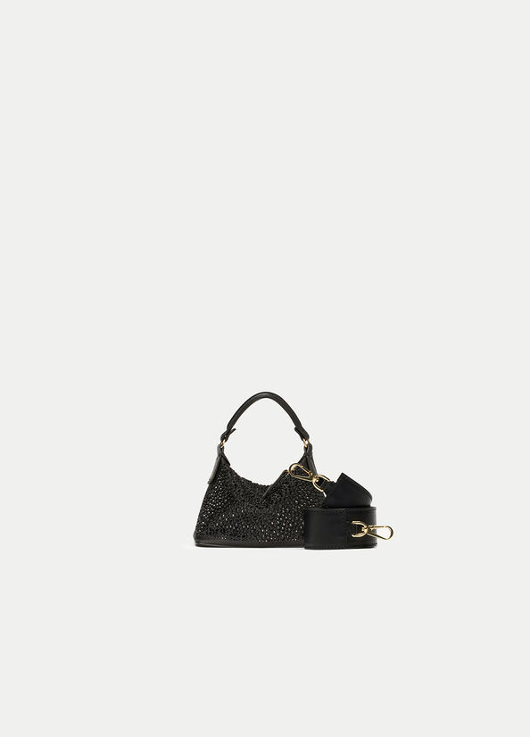 Bolsos Cruzados Liu Jo Micro Hobo With Gemstones Mujer Negras | LEO-031985