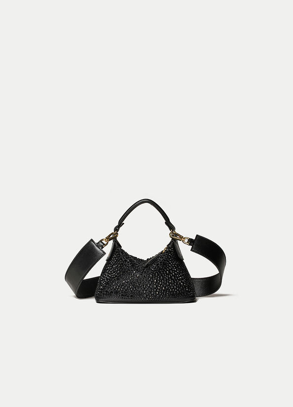 Bolsos Cruzados Liu Jo Mini Hobo With Gemstones Mujer Negras | VPC-451693