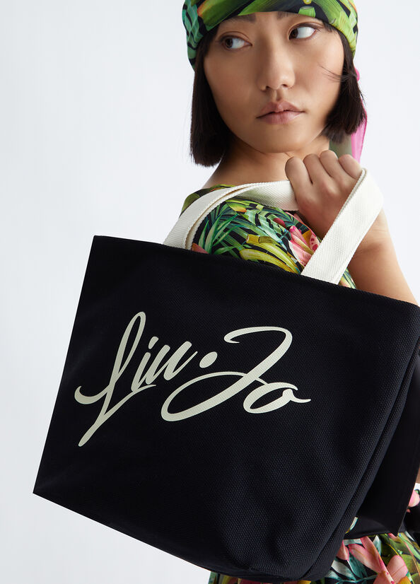 Bolsos Shopper Liu Jo With Logo Mujer Negras | IBA-582934