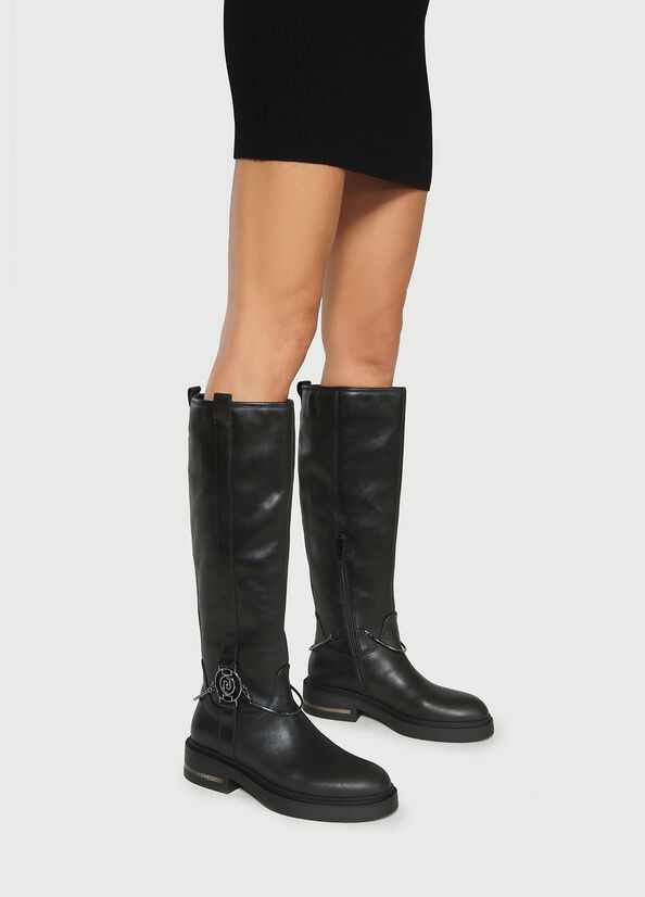 Botines Liu Jo Knee-High Cuero Mujer Negras | YCB-156824