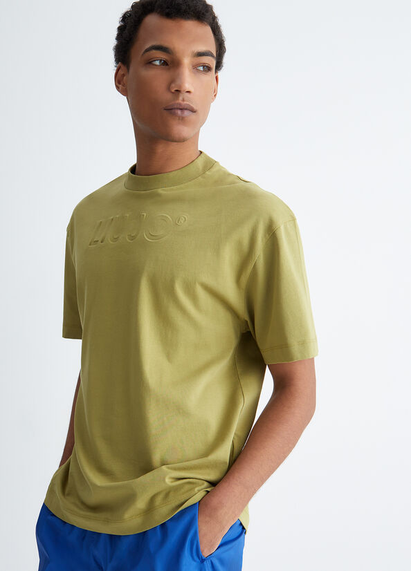 Camisa Polo Liu Jo With Embossed Logo Hombre Verde Oliva | DFQ-830196