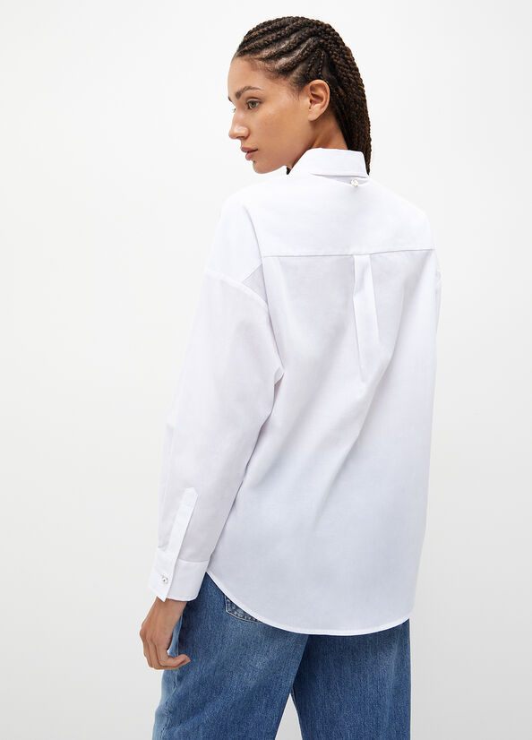 Camisas Liu Jo A Rayas Poplin Mujer Blancas | GMZ-084153