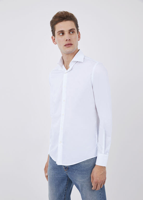 Camisas Liu Jo Algodon Regular Fit Hombre Blancas | ZBU-105632