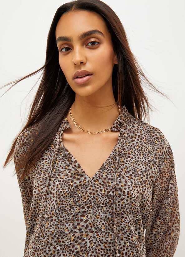 Camisas Liu Jo Animal-Print Crepon Blouse Mujer Multicolor | WMA-781240