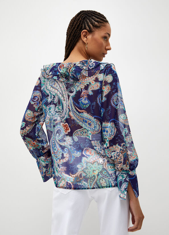 Camisas Liu Jo Blouse With Paisley Print Mujer Azules | YSL-098462