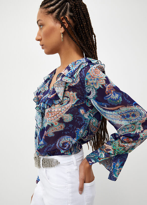 Camisas Liu Jo Blouse With Paisley Print Mujer Azules | YSL-098462