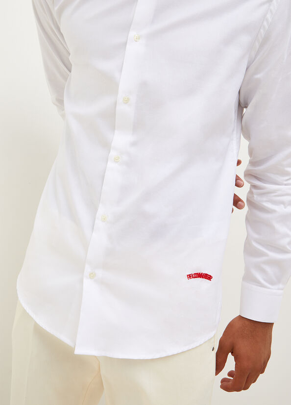 Camisas Liu Jo Button Down With Embroidery Detail Hombre Blancas | BRP-897561