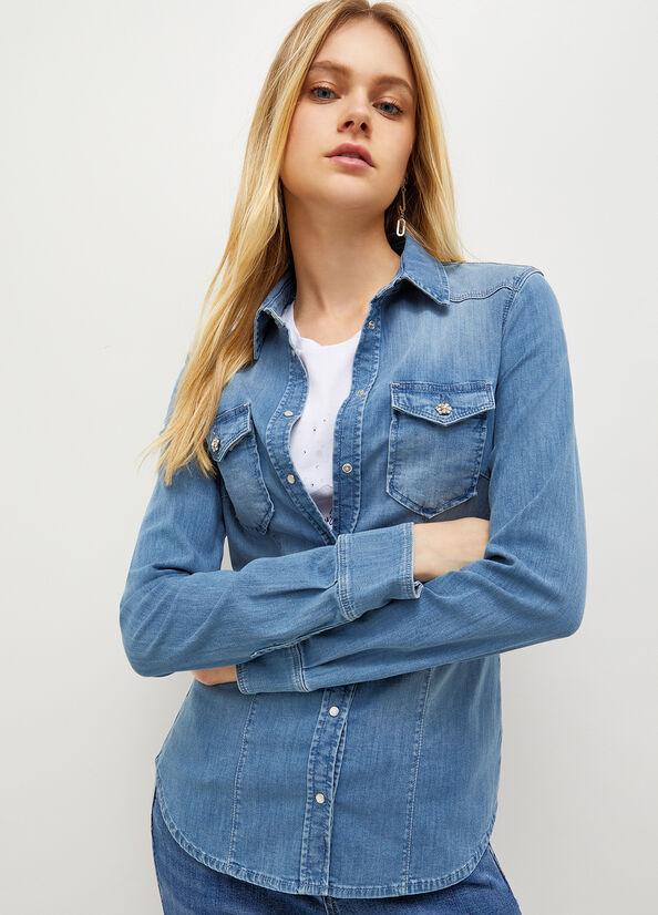 Camisas Liu Jo Denim Mujer Azules | PAT-129370