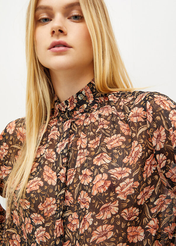 Camisas Liu Jo Eco-Friendly Floral Mujer Negras | ACD-942870