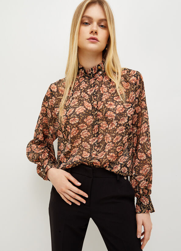 Camisas Liu Jo Eco-Friendly Floral Mujer Negras | ACD-942870