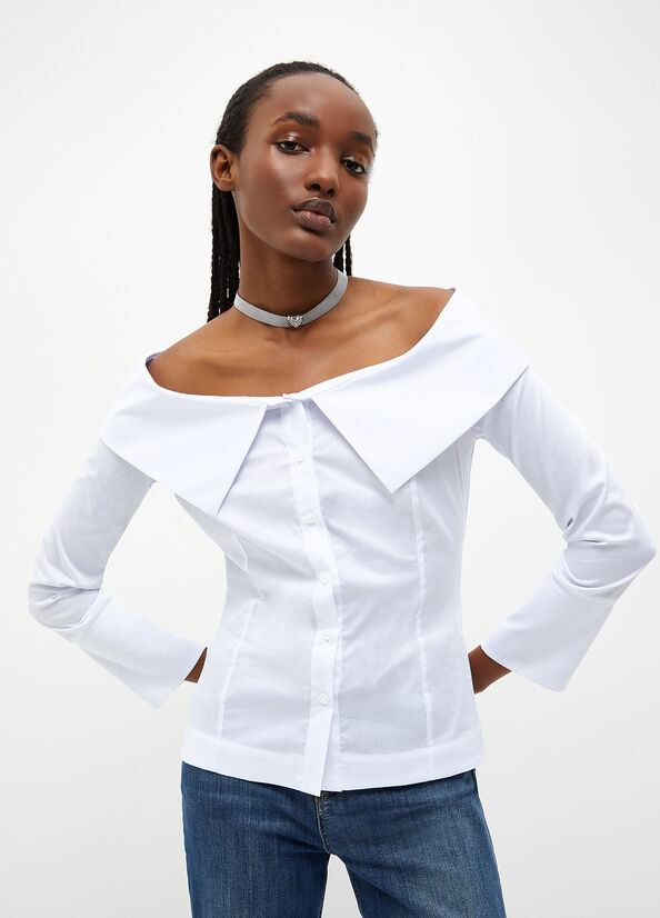 Camisas Liu Jo Poplin Blouse Mujer Blancas | GUD-560813