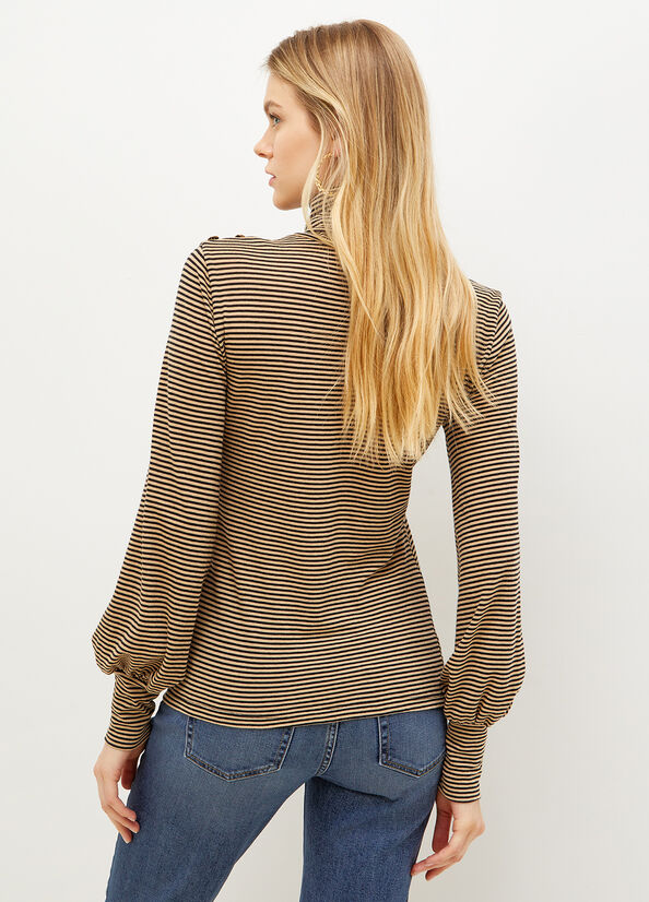 Camiseta Liu Jo A Rayas Turtleneck Mujer Marrones | GZP-819502