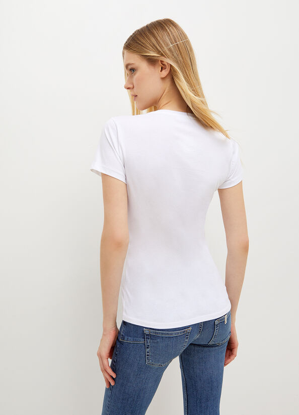 Camiseta Liu Jo Eco-Friendly Mujer Blancas Negras | SZC-932548