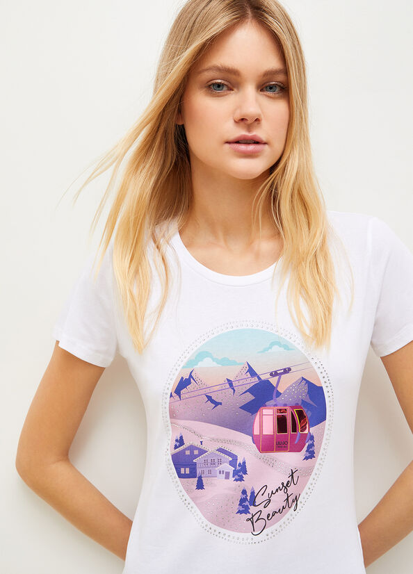 Camiseta Liu Jo Eco-Friendly With Estampadas Print Mujer Azules | TGN-653891