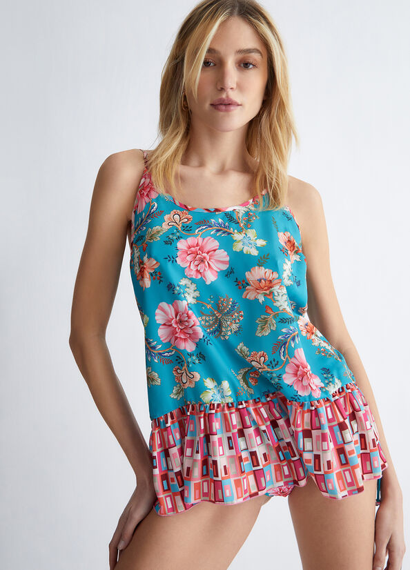 Camiseta Liu Jo Floral Mujer Azules | YAI-381926