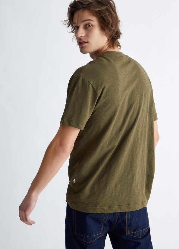 Camiseta Liu Jo Slub Algodon Hombre Verde | OZE-794025