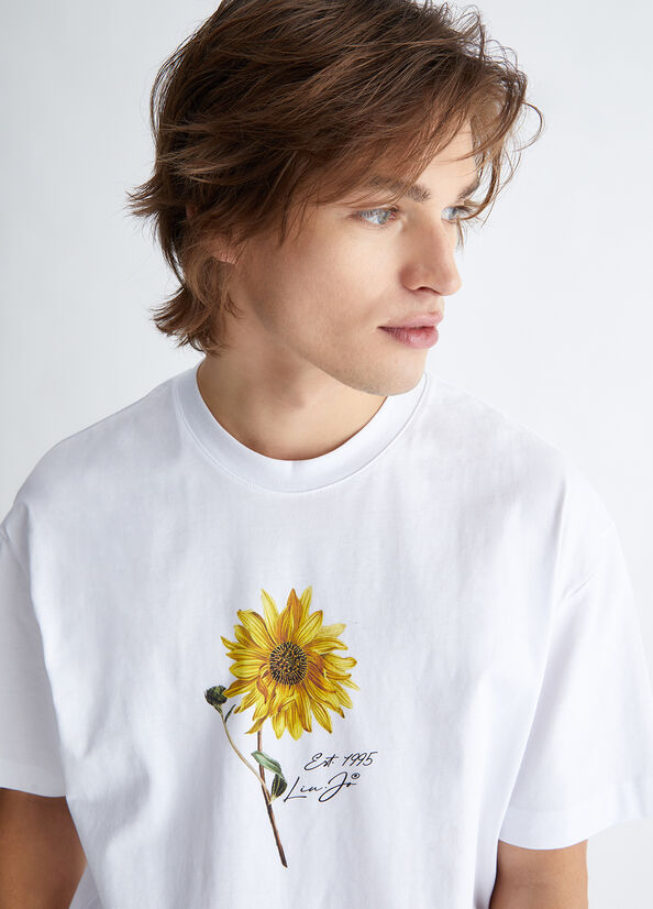 Camiseta Liu Jo Sunflower Hombre Blancas | CLR-897215