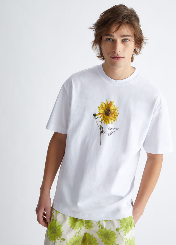 Camiseta Liu Jo Sunflower Hombre Blancas | CLR-897215