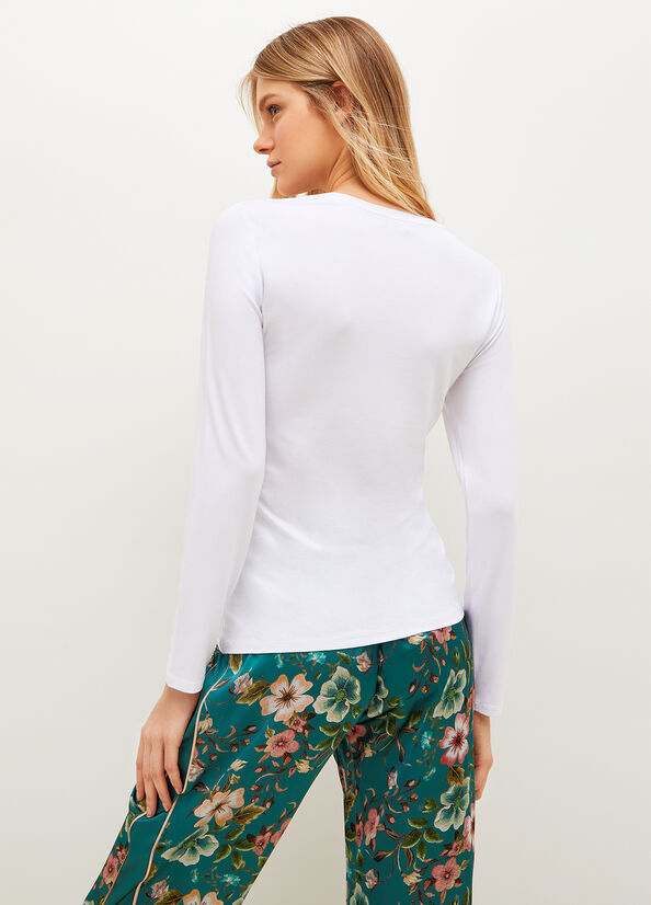 Camiseta Liu Jo With Floral Logo Mujer Blancas | ZWJ-472059