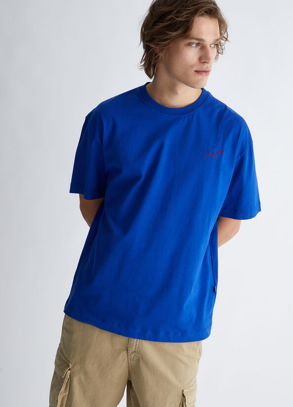 Camiseta Liu Jo With Logo Hombre Azul Real Azules | FOW-203864