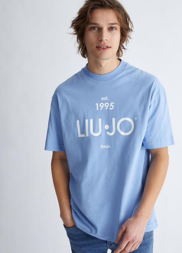 Camiseta Liu Jo With Logo Hombre Azules | HDK-379201