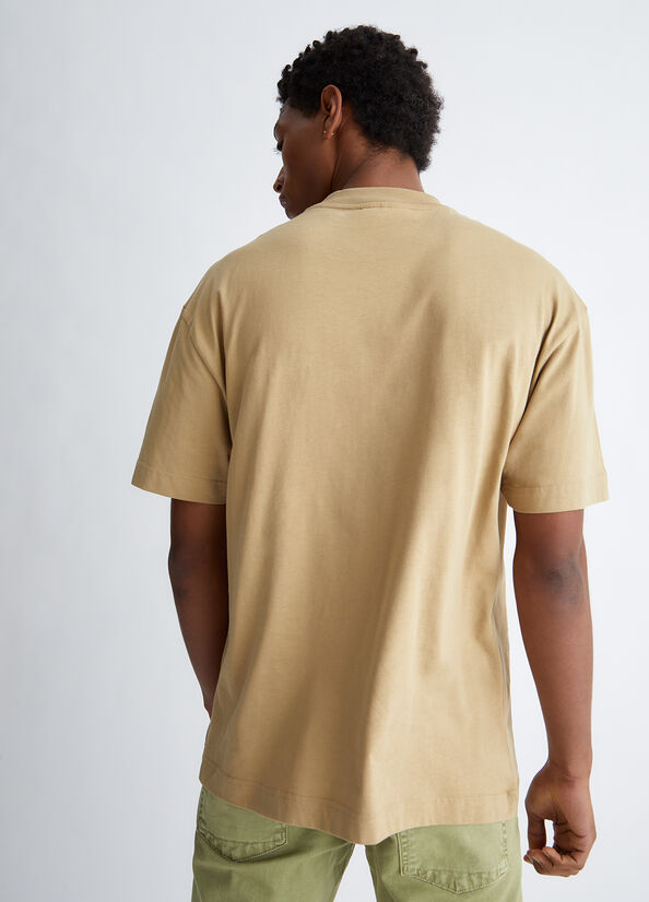 Camiseta Liu Jo With Logo Hombre Beige | HUO-689725