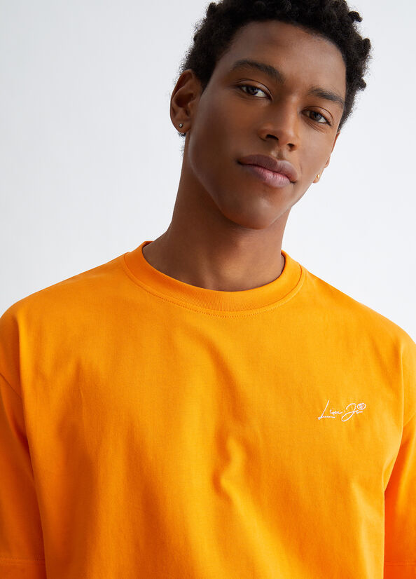 Camiseta Liu Jo With Logo Hombre Naranjas | XYJ-985420