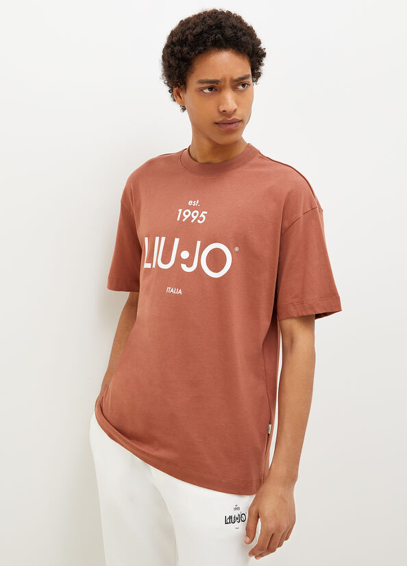 Camiseta Liu Jo With Print Hombre Marrones | HMV-801432