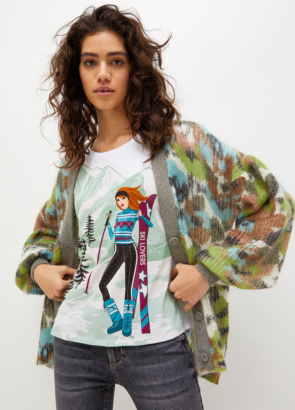 Camiseta Liu Jo With Print Of St. Moritz Mujer Blancas | ZAH-215804