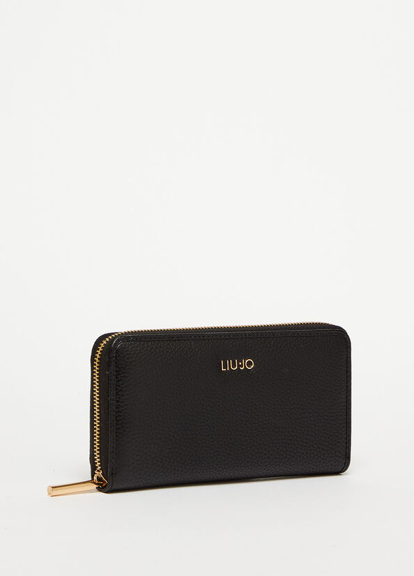 Carteras Liu Jo Eco-Friendly Zip-Around Mujer Negras | SBE-820634